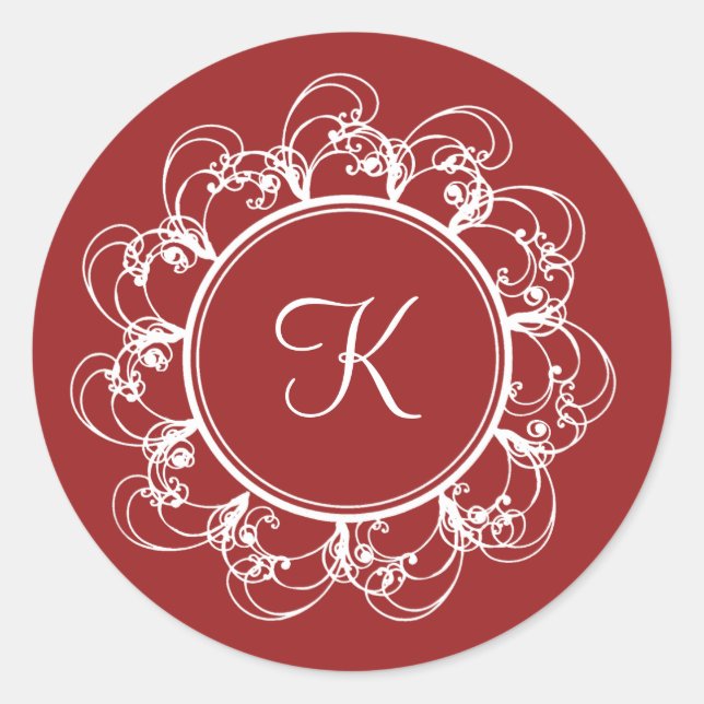 Fancy Monogram Sticker (red) (Front)