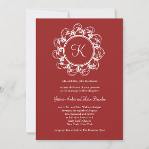 Fancy Monogram Wedding Invitation (red)