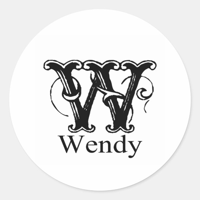 Fancy Monogram: Wendy Classic Round Sticker (Front)
