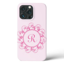 Fancy Monogram with Pink Swirls iPhone Case