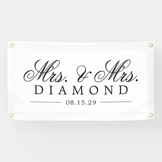 Fancy Mrs. and Mrs. Car Banner (Horizontal)