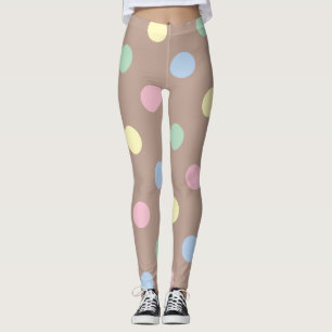 Fancy Multi-Color and Brown Retro Polka Dot Leggings