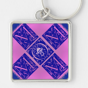 Fancy Mum Text in Blue and Purple Key Ring