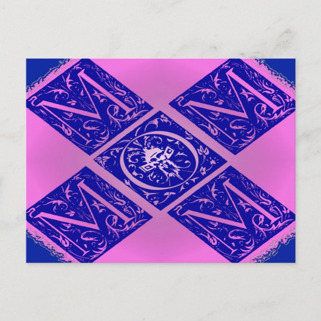 Fancy Mum Text in Blue and Purple Postcard (Front)
