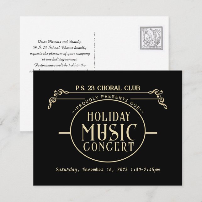 Fancy Music Concert Chorus Invitation School Choir (Front/Back)