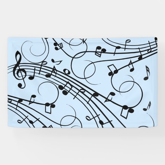 Fancy Music Notes Blue Banner (Horizontal)