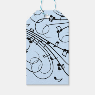 Fancy Music Notes Blue Gift Tags