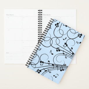 Fancy Music Notes Blue Planner