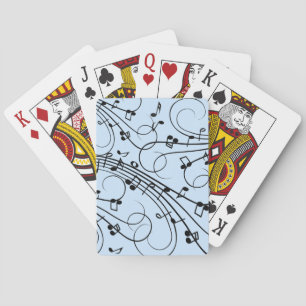 Fancy Music Notes Blue Playing Cards