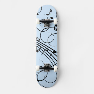 Fancy Music Notes Blue Skateboard