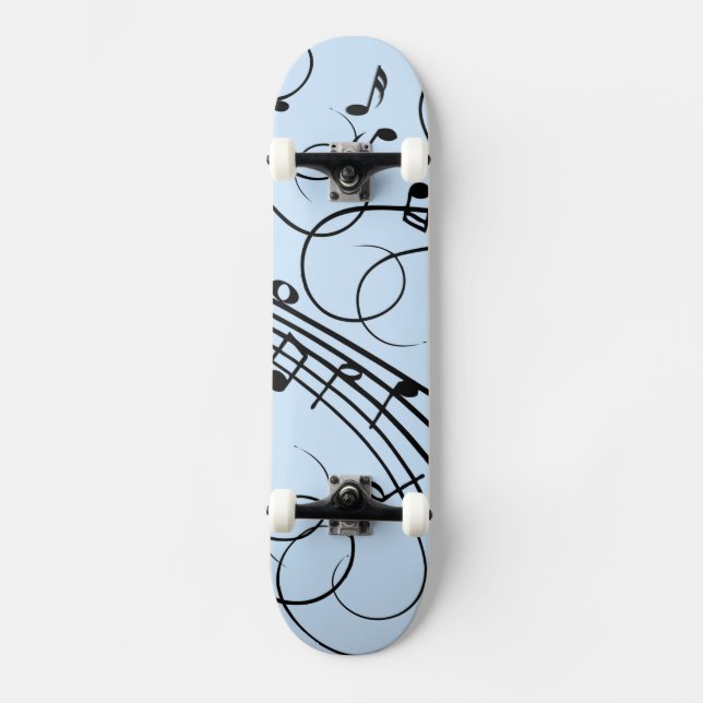 Fancy Music Notes Blue Skateboard (Front)