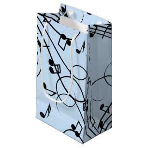 Fancy Music Notes Blue Small Gift Bag