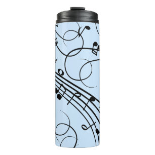 Fancy Music Notes Blue Thermal Tumbler