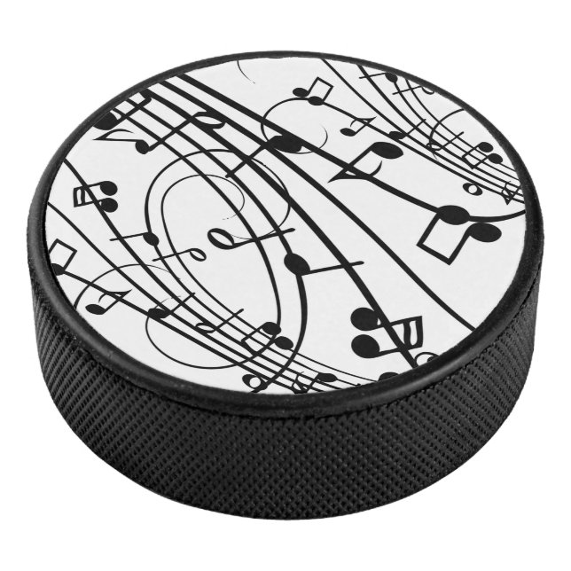 Fancy Music Notes Hockey Puck (3/4)