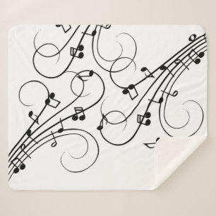 Fancy Music Notes Sherpa Blanket
