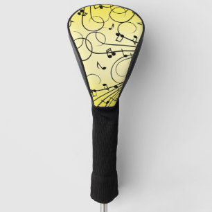Fancy Music Notes Yellow Golf Head Cover