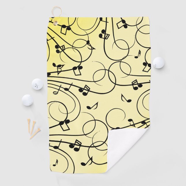 Fancy Music Notes Yellow Golf Towel (InSitu)