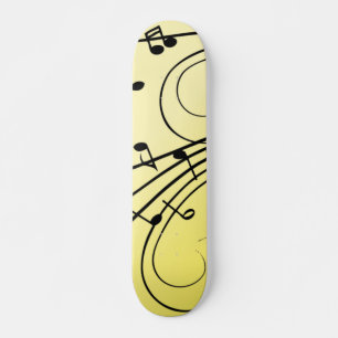 Fancy Music Notes Yellow Skateboard