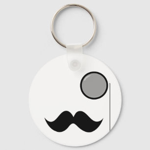 Fancy Mustache & Monocle Key Ring