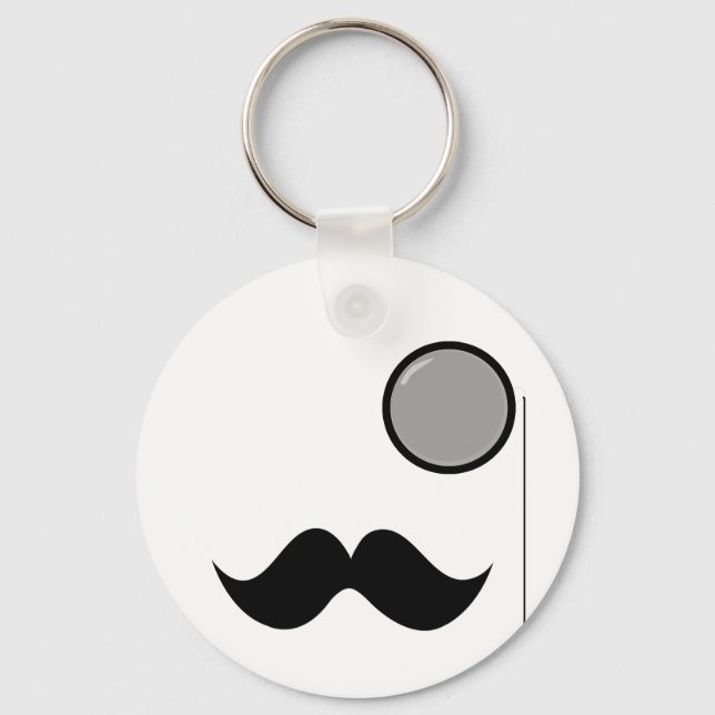 Fancy Mustache & Monocle Key Ring (Front)