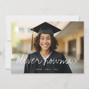 Fancy Name Elegant Grad Graduate Two Photo Announcement