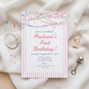 Fancy Nancy Pastel Girl Birthday Party Invitation