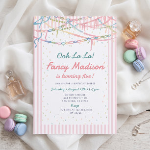 Fancy Nancy Pastel Girl Birthday Party Invitation