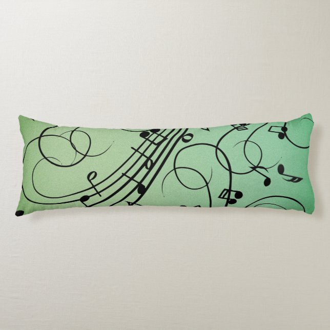 Fancy Notes Green Music Design Body Cushion (Front)