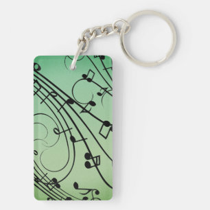 Fancy Notes Green Music Design Key Ring