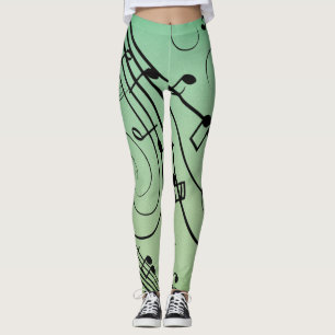 Fancy Notes Green Music Design Leggings