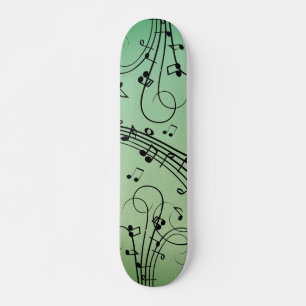 Fancy Notes Green Music Design Skateboard