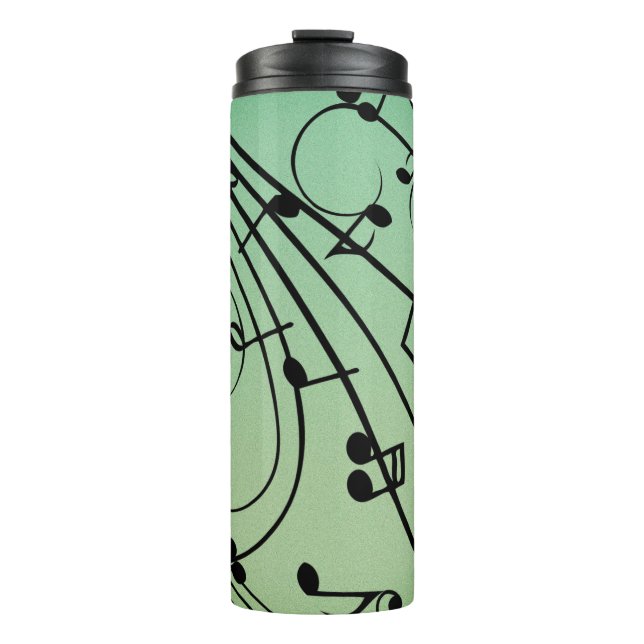 Fancy Notes Green Music Design Thermal Tumbler (Front)