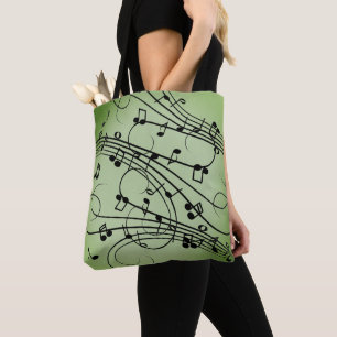 Fancy Notes Green Music Design Tote Bag