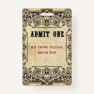 Fancy Old Fashioned Ticket Schedule ID Badge