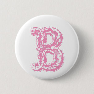 Fancy Old Style Font Monogram Letter B 6 Cm Round Badge