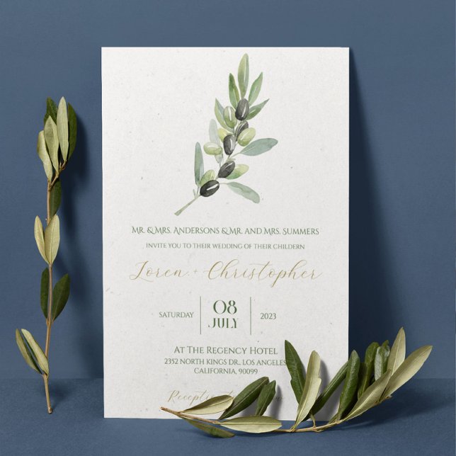 Fancy olive branch and modern calligraphy invitation (Creator Uploaded)