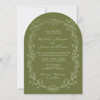Fancy Olive Green Floral Arched Old Money Wedding