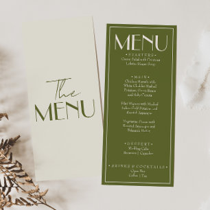 Fancy Olive Green Old Money Retro Luxury Wedding Menu