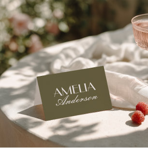 Fancy Olive Green Old Money Wedding Place Cards