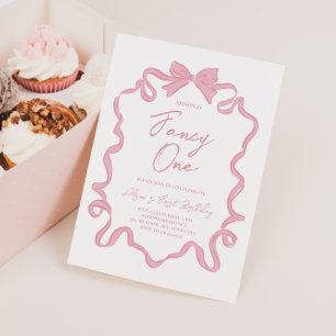 Fancy One Bow Coquette Birthday Invitation