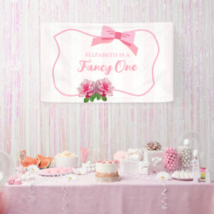 Fancy One Bow Floral 1st Birthday Banner
