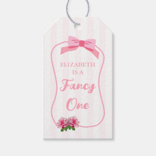 Fancy One Bow Floral 1st Birthday Gift Tags