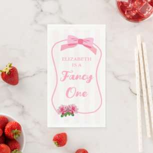 Fancy One Bow Floral 1st Birthday Napkin