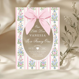 Fancy One Love Vintage Bow 1st Birthday Acrylic Invitations