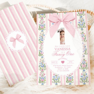 Fancy One Pink Bow Photo Love Shack 1st Birthday Invitation
