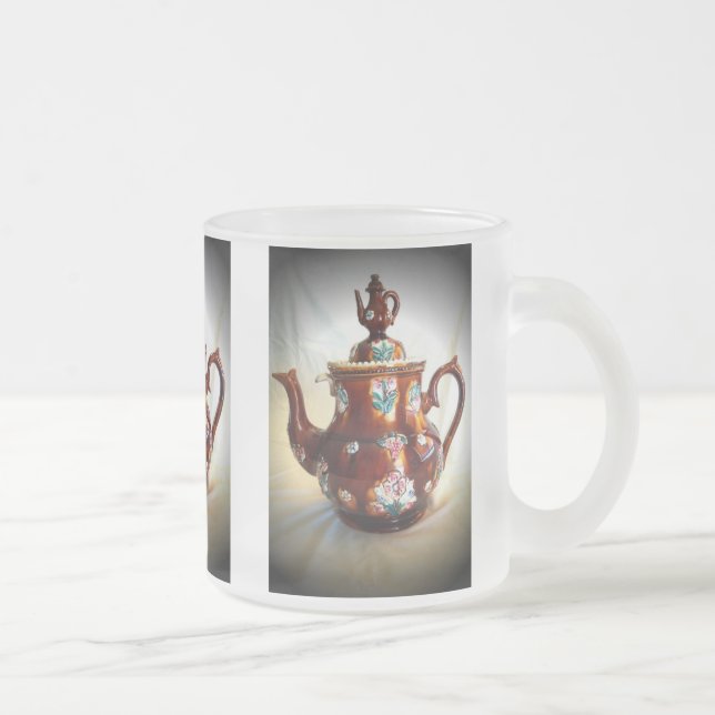 Fancy Ornate Antique English Teapot Coffee Pot Frosted Glass Coffee Mug (Right)