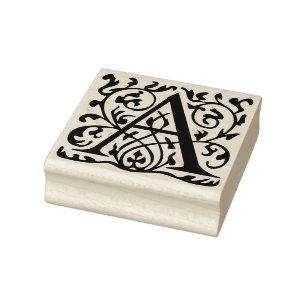 Fancy Ornate Classic Family Monogram Name Letter A Rubber Stamp