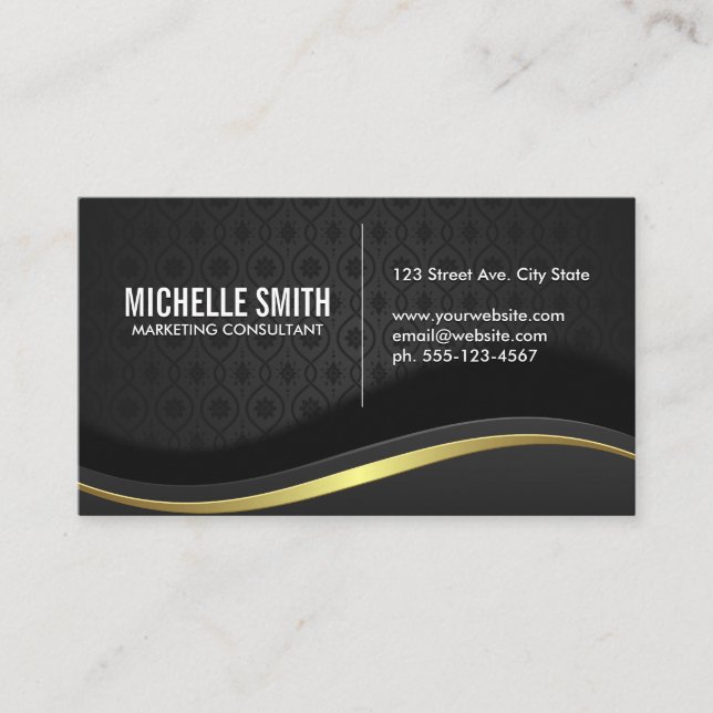 Fancy Ornate Design | Metallic Background Business Card (Front)