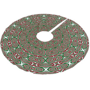Fancy Ornate Maximalist Groovy Christmas Mandala Brushed Polyester Tree Skirt