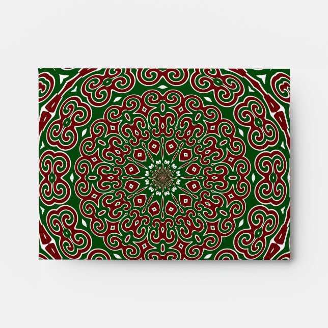 Fancy Ornate Maximalist Groovy Christmas Mandala Envelope (Front)